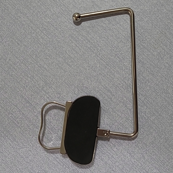 Antique Silver Plated Enamel/Rhinestone Handbag Table Hook - Picture 2 of 6